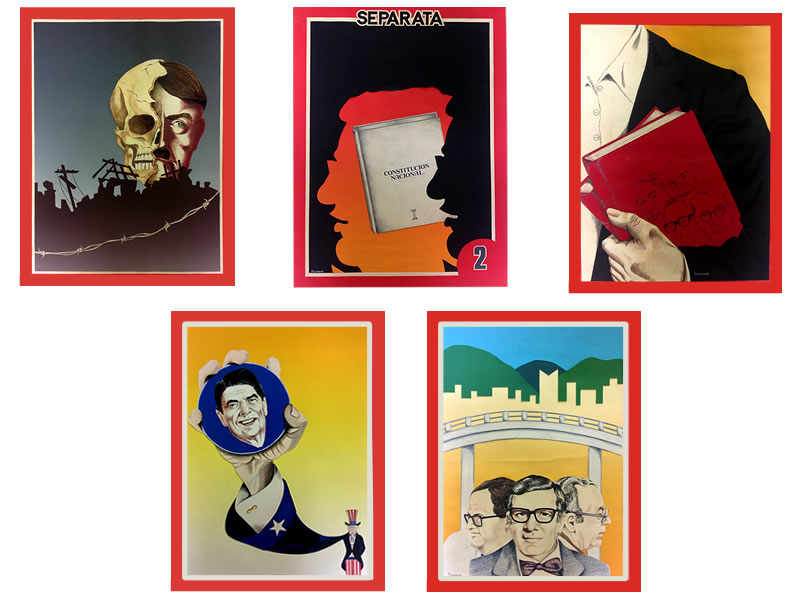 Set de 5 obras. Francisco Hernández, . Técnica Mixta. 1980