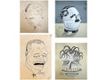 "Leumas". Set de cuatro caricaturas.