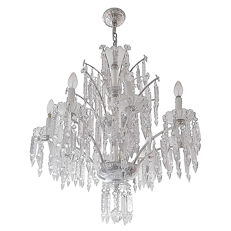 Lámpara de techo en cristal Baccarat. 8 luces. 1950
