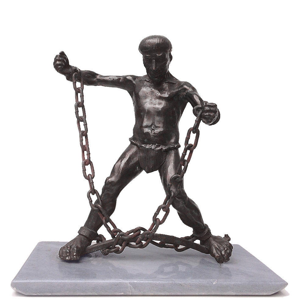 Escultura en bronce. Indigena encadenado