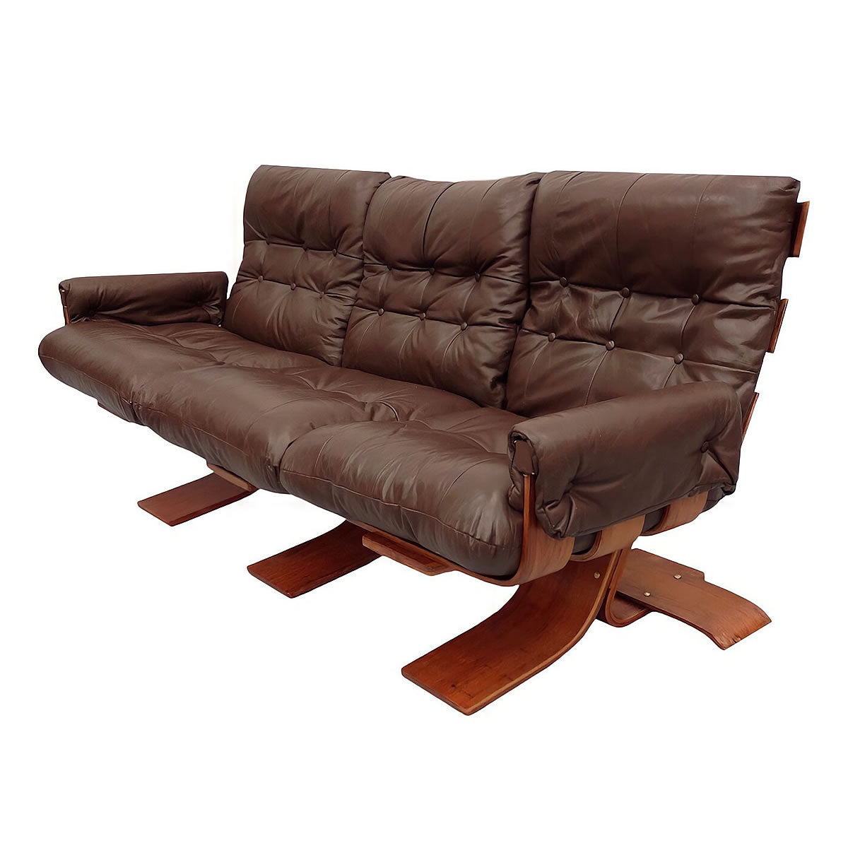 Sofá en madera y cuero