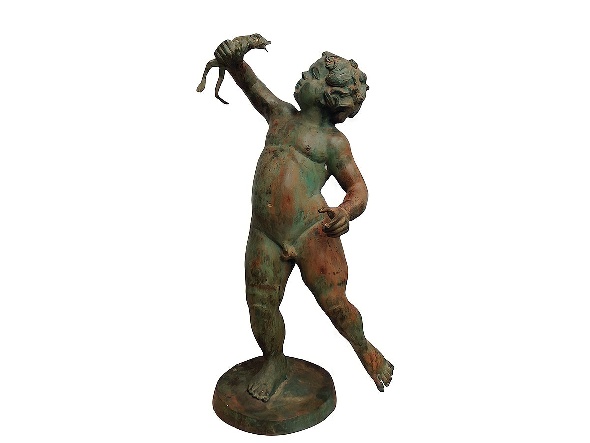 Escultura de querubín en bronce para fuente