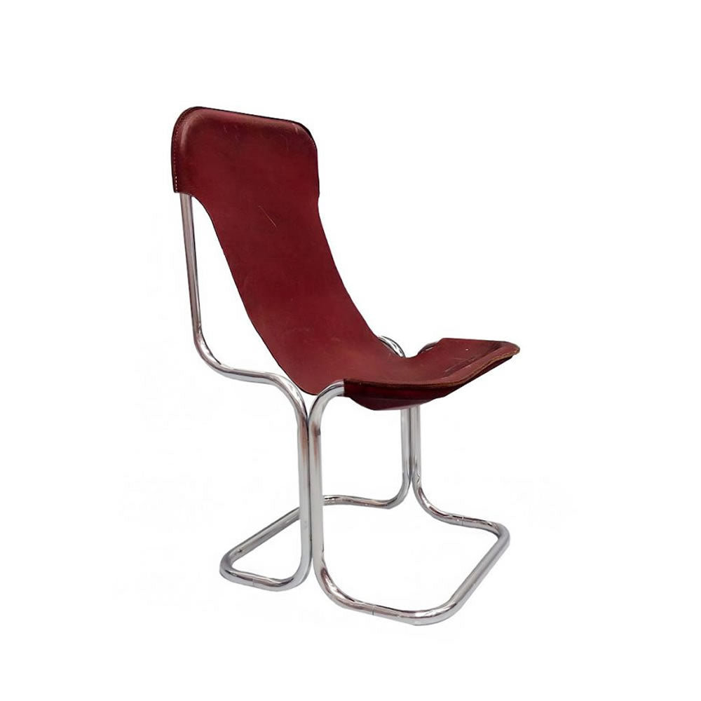 Silla cromo y cuero. 1960