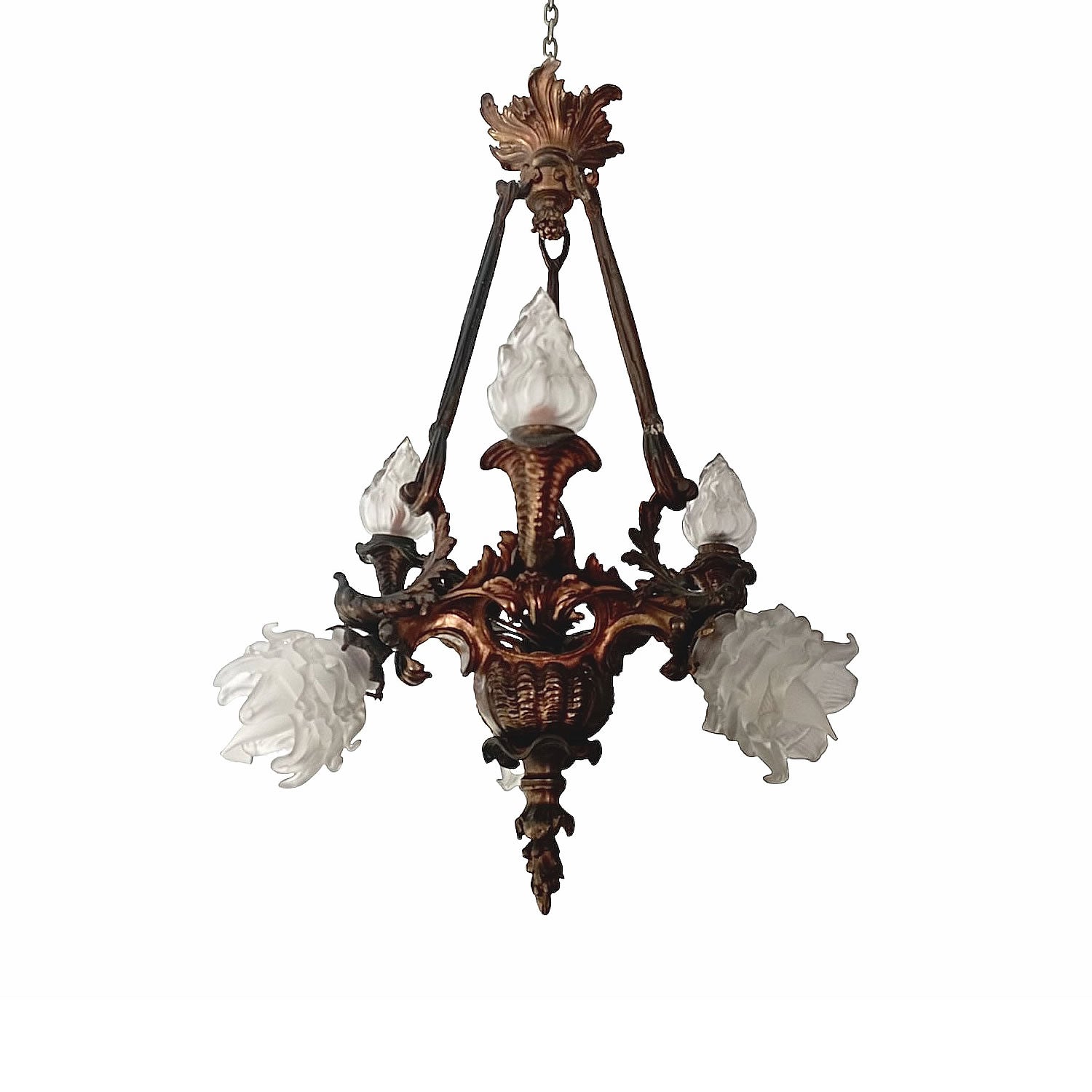 Lampara de techo en bronce. 1900