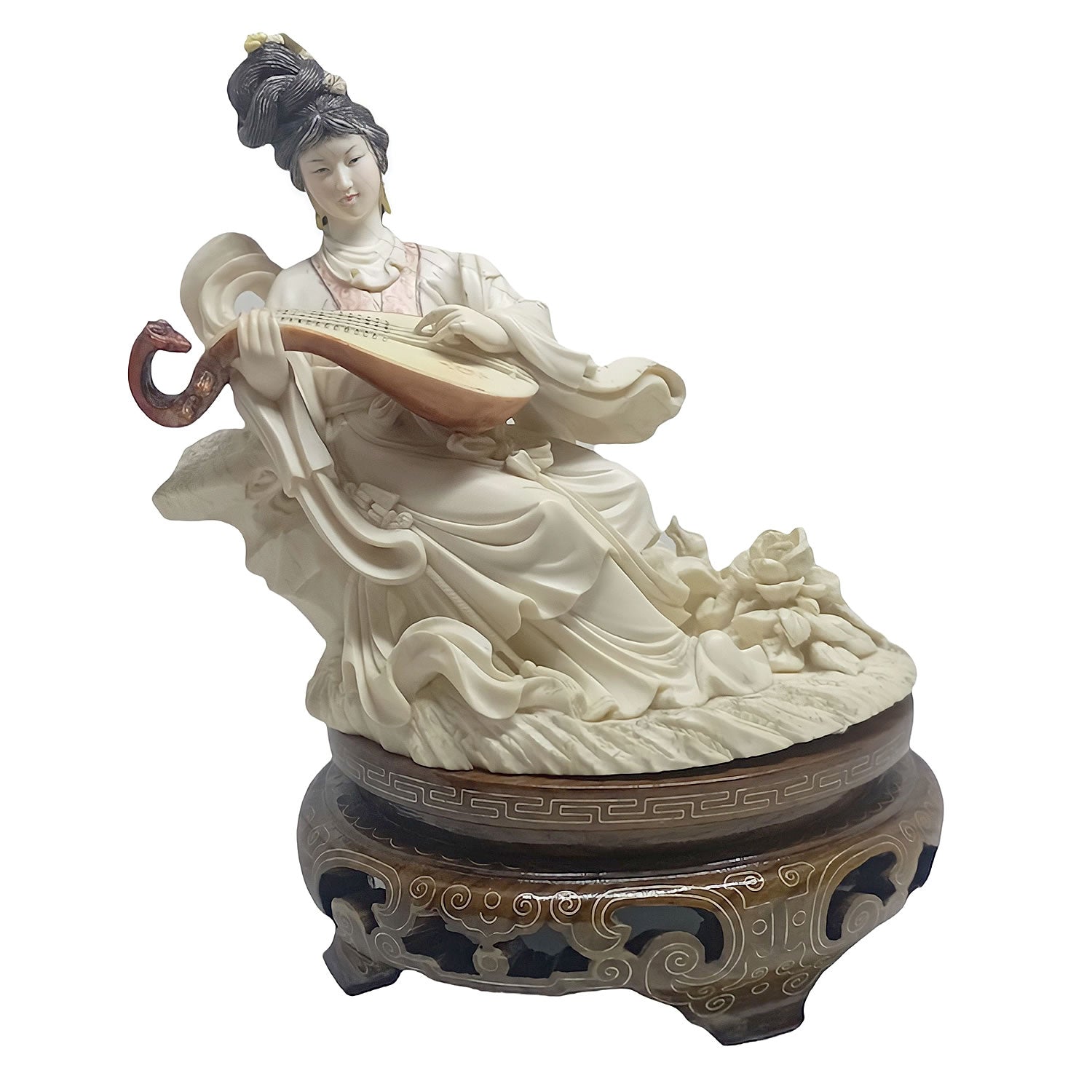 Escultura mujer tocando instrumento ("Guzla")