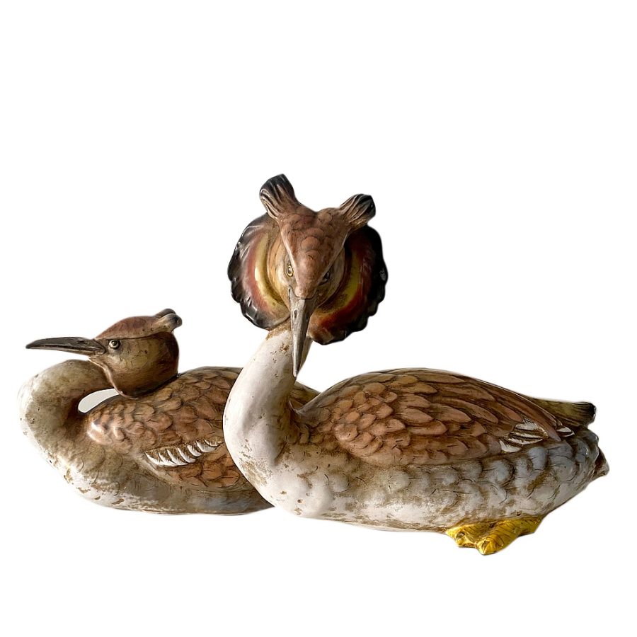 Ceramica pareja de aves. Italia. 1960