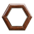 Espejo hexagonal enchapado en coco. 1980